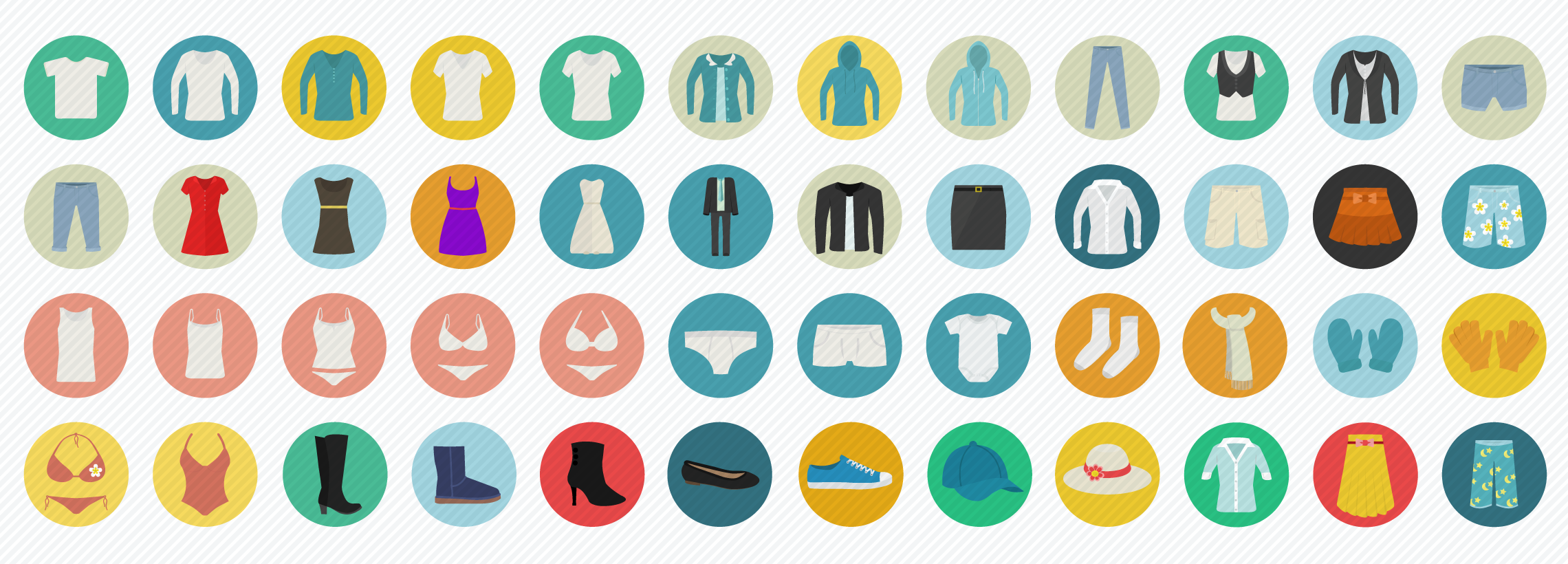 Clothes Fashion Flat Icons