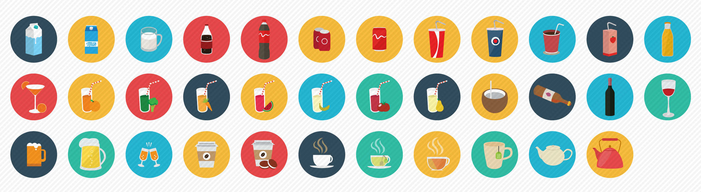 Food Beverages flat icons