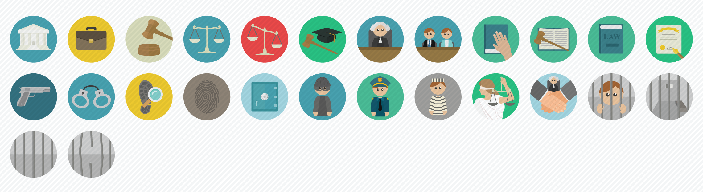 law flat icons