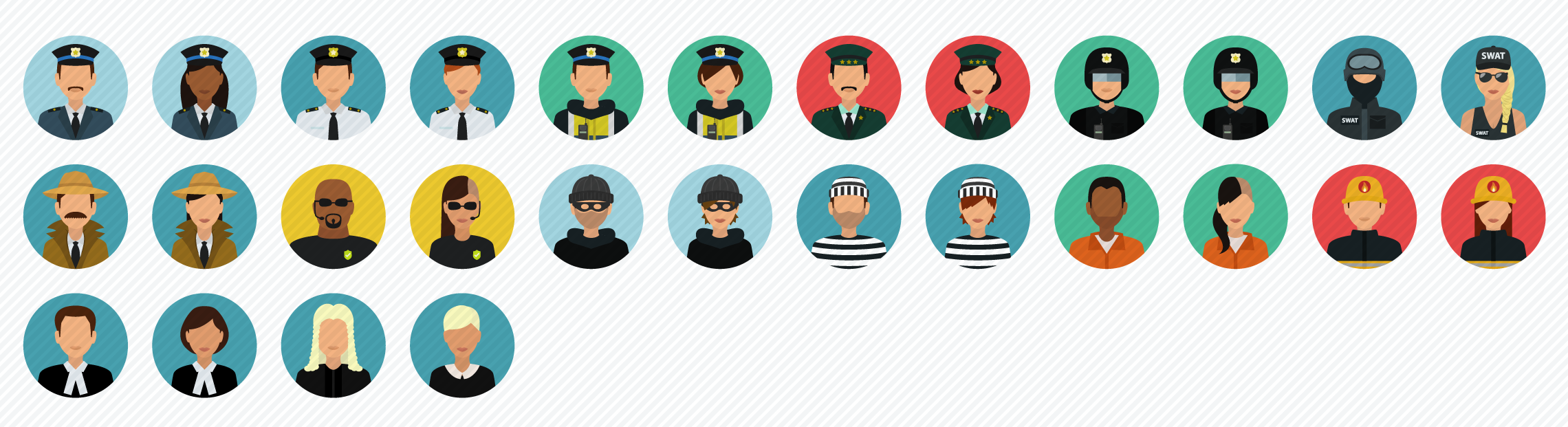 People_Crime_Protection flat icons