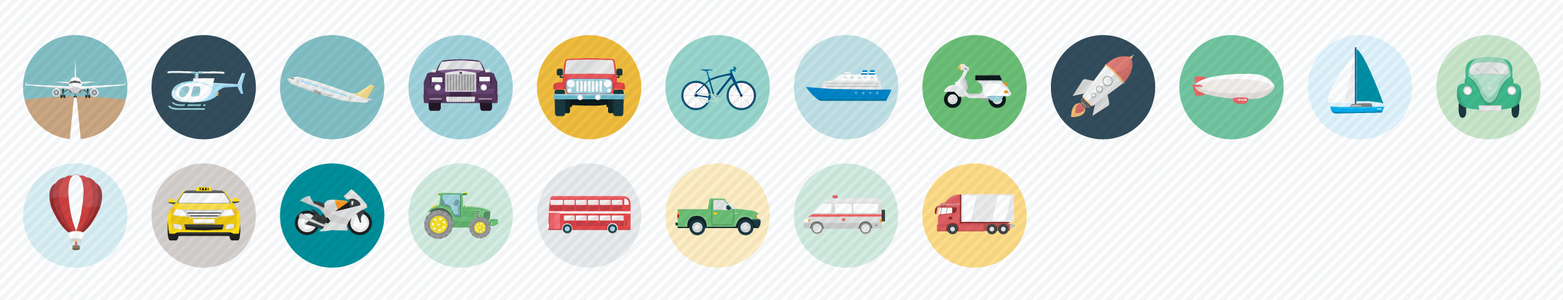Transportation flat icons