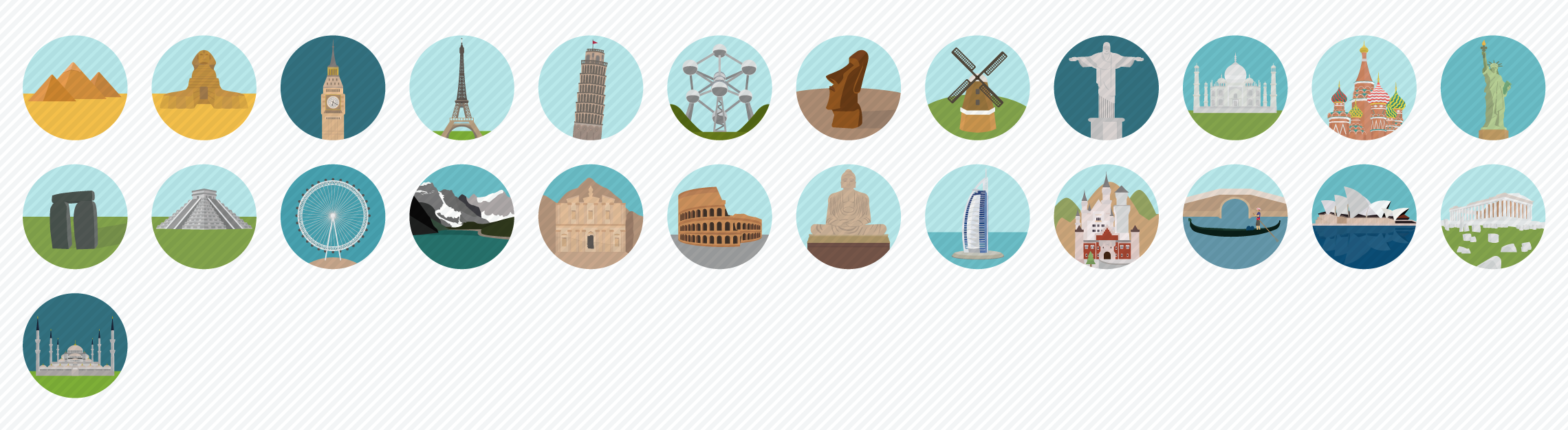 World_Monuments_Flat_Icons
