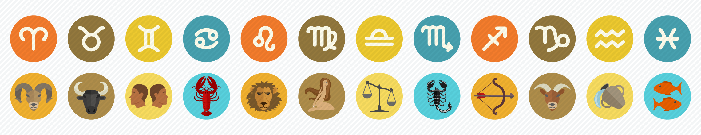 zodiacs horoscope flat icons