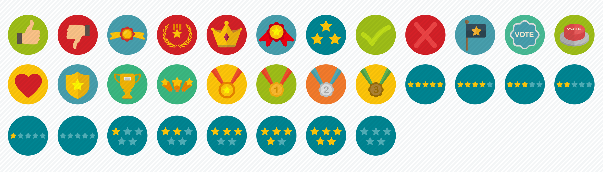 badges rewards flat icons set