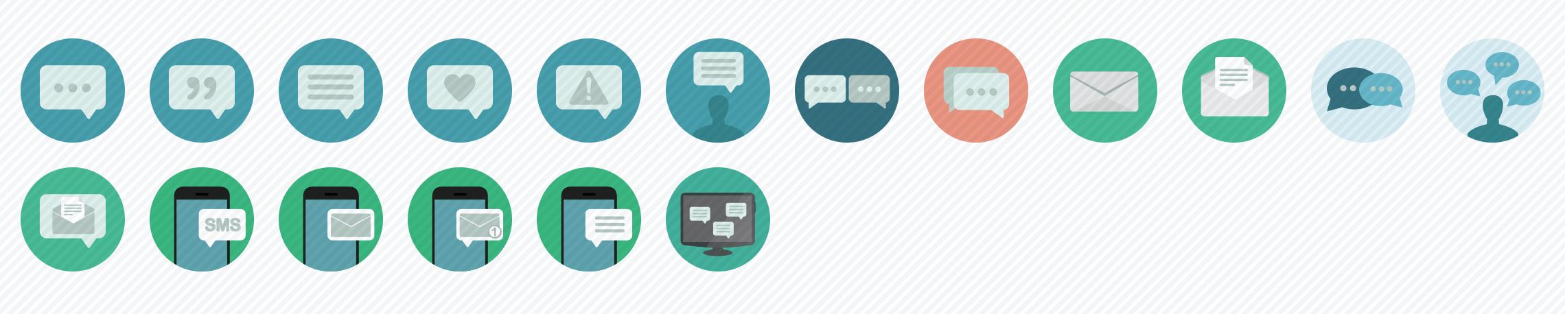 communications flat icons set