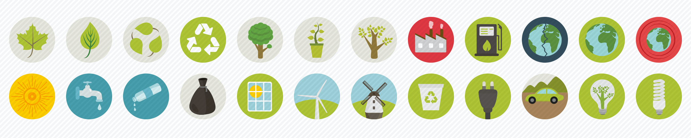 ecology flat icons set
