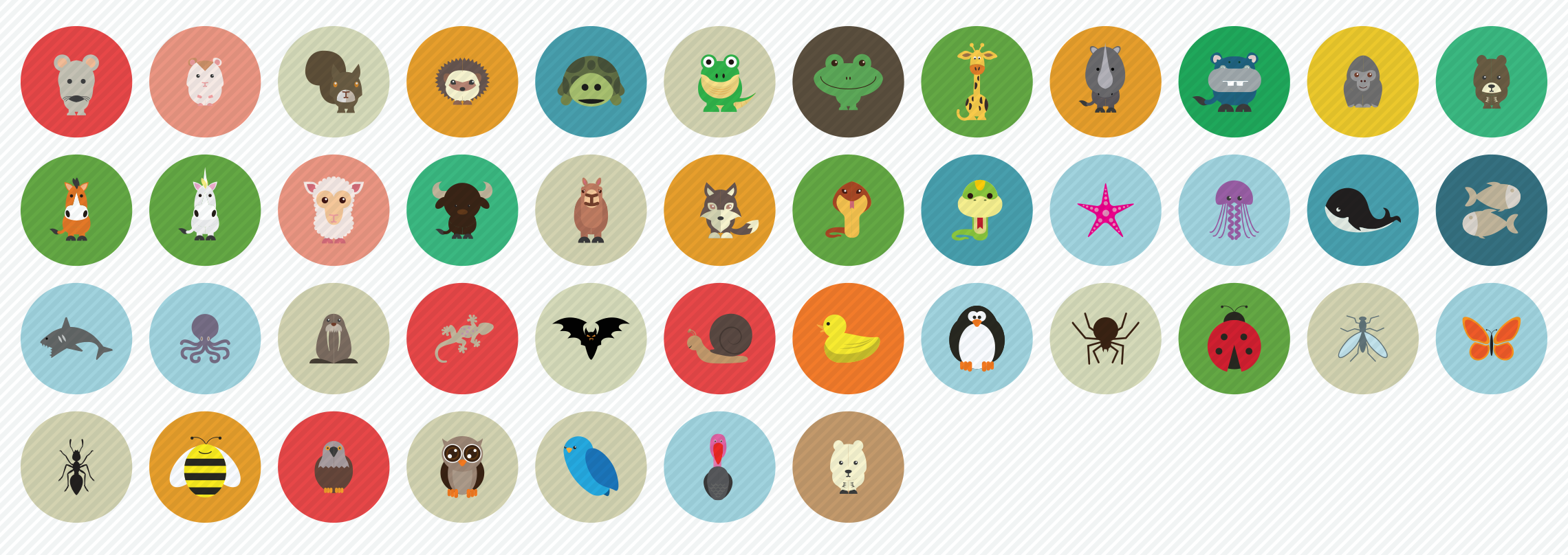 animals flat icons