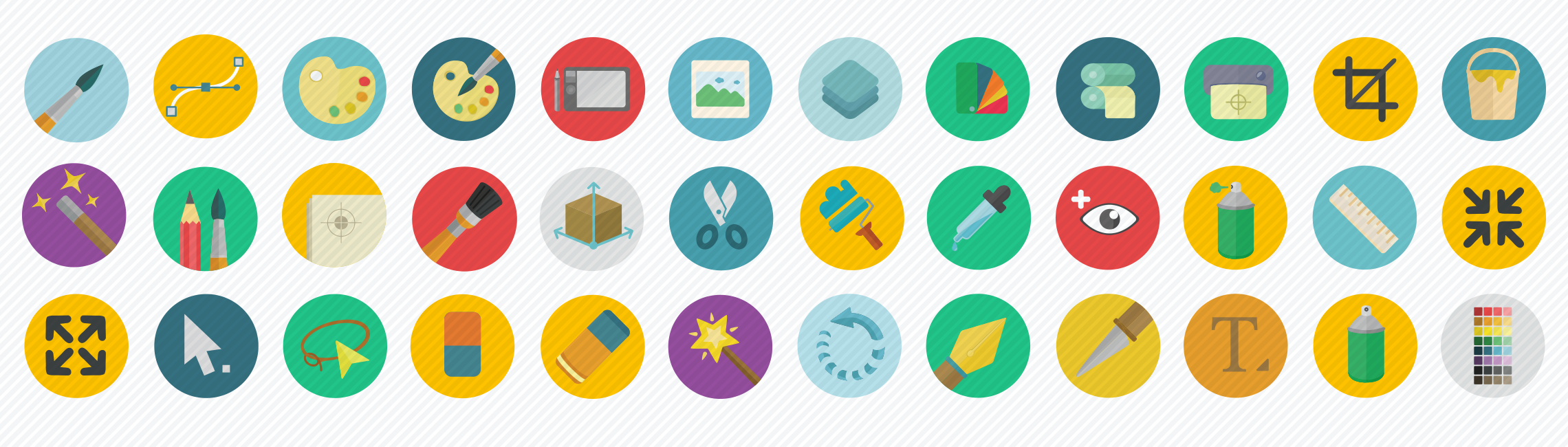 graphic design flat icons set