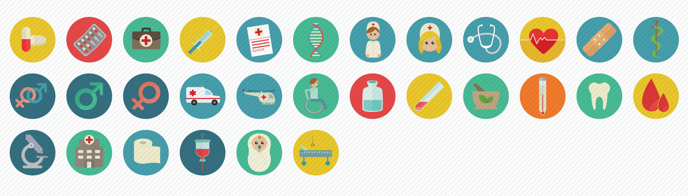 medical flat icons set