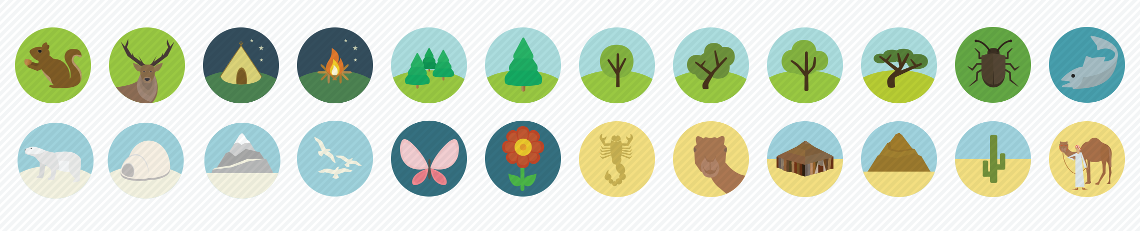nature flat icons set