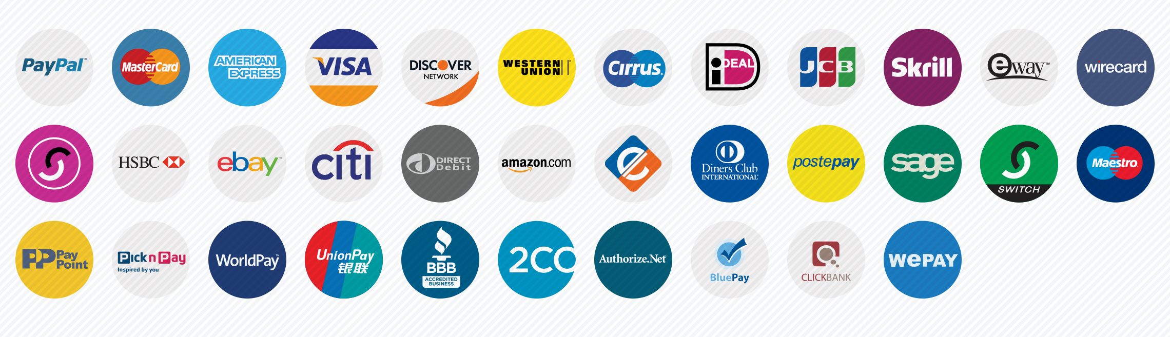 payment methods flat icons set