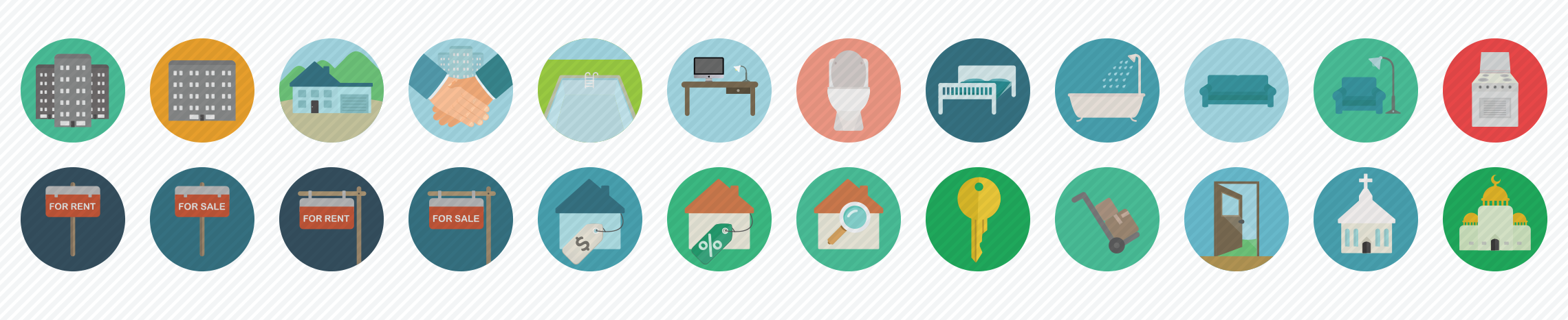 real-estate-flat-icons-set