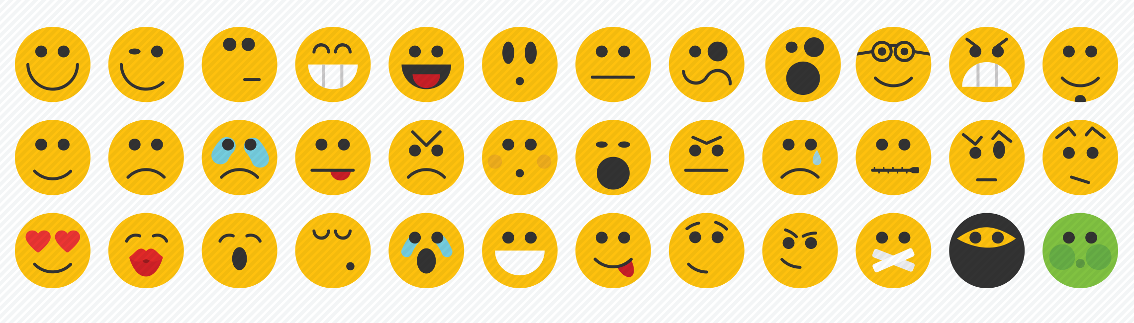 smilies flat icons set