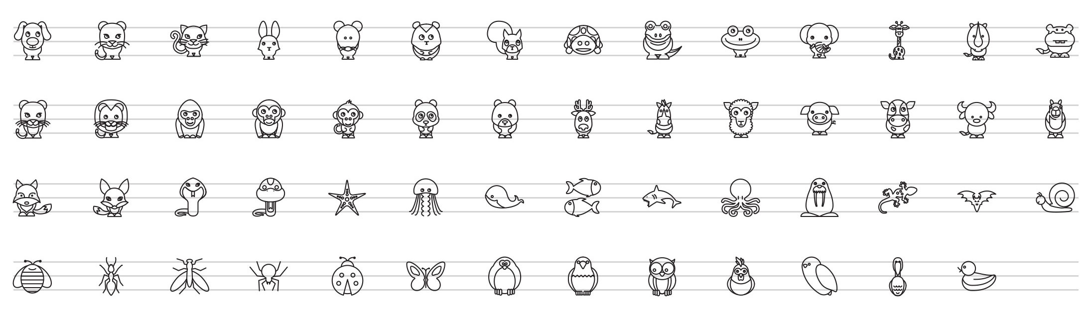animals line icons