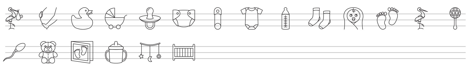 baby pregnancy line icons