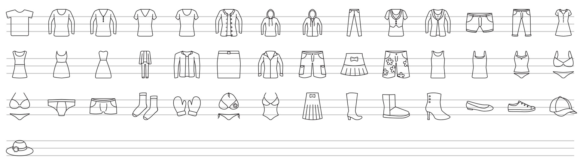 clothing fashion line icons