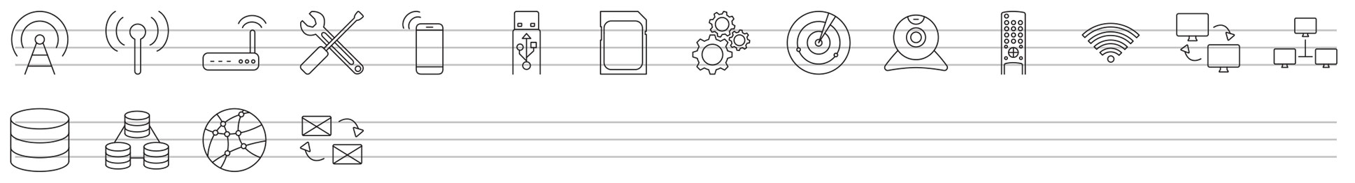 communication network line icons