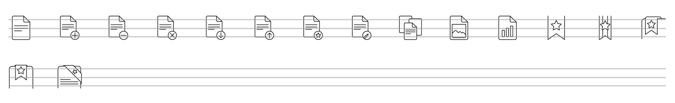 documents and bookmark line icons