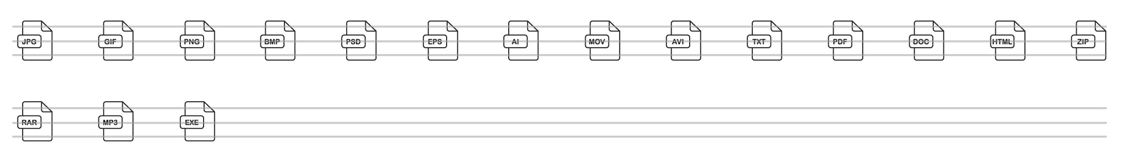 file formats line icons
