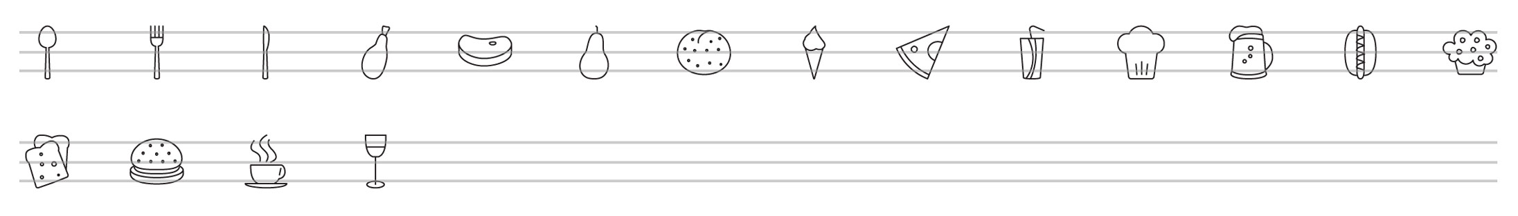 food drinks line icons