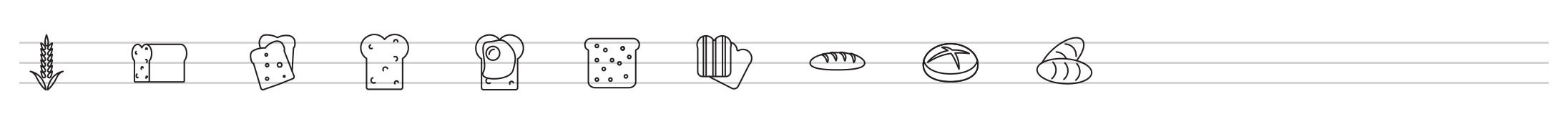 food pastry line icons