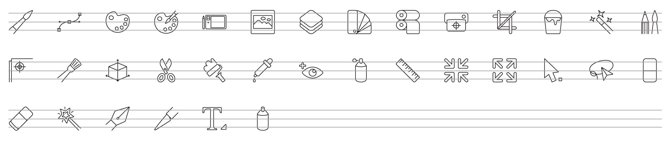 graphic design tools line icons