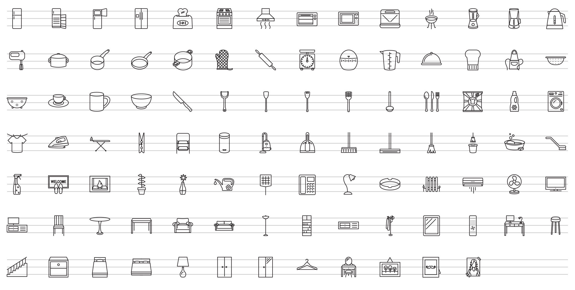 home appliance line icons