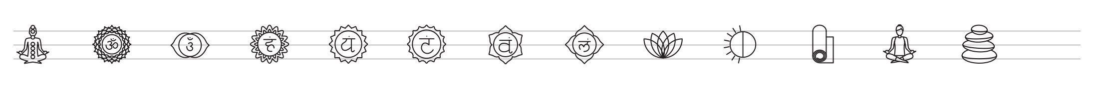 meditation and yoga line icons