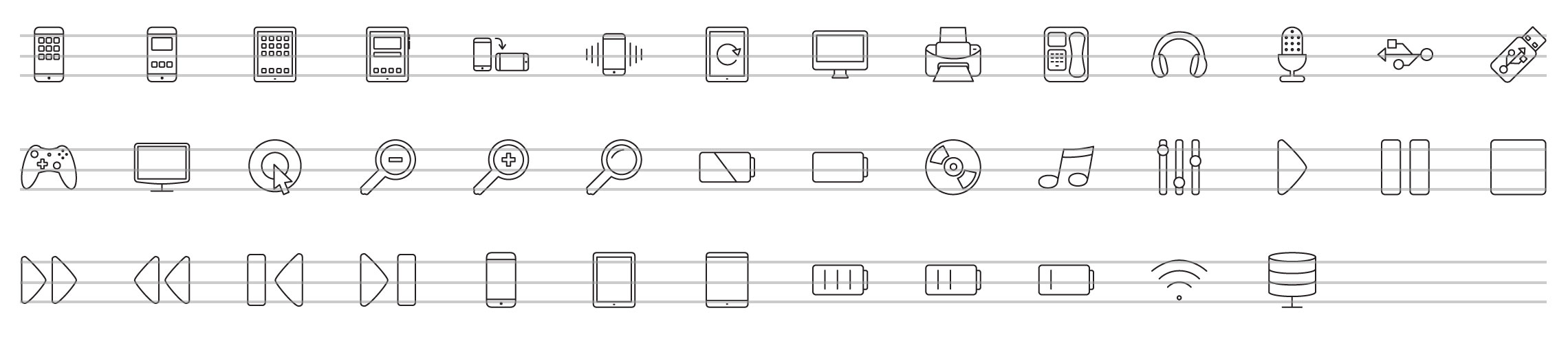 multimedia and communication line icons