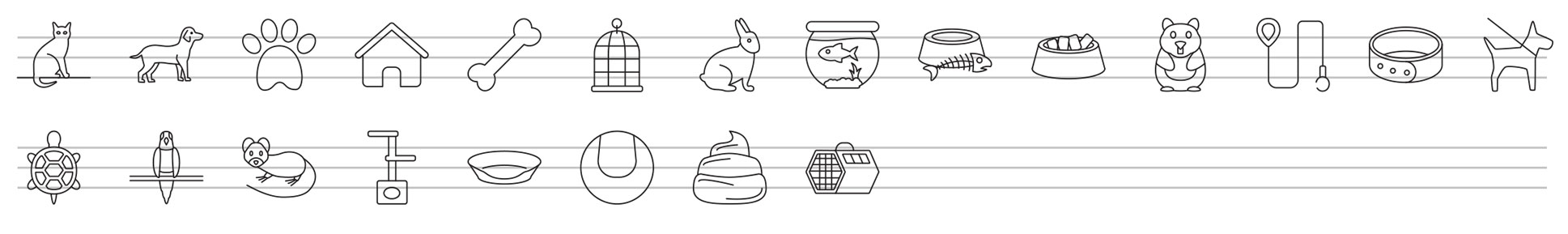 pets animals line icons
