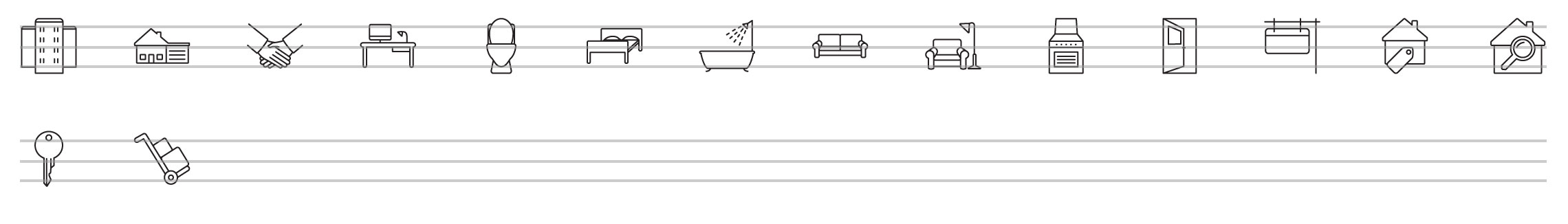 real estate and furniture line icons