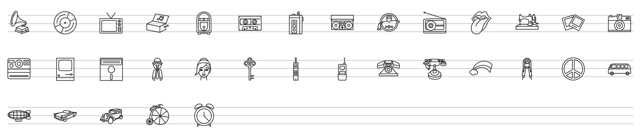 retro line icons