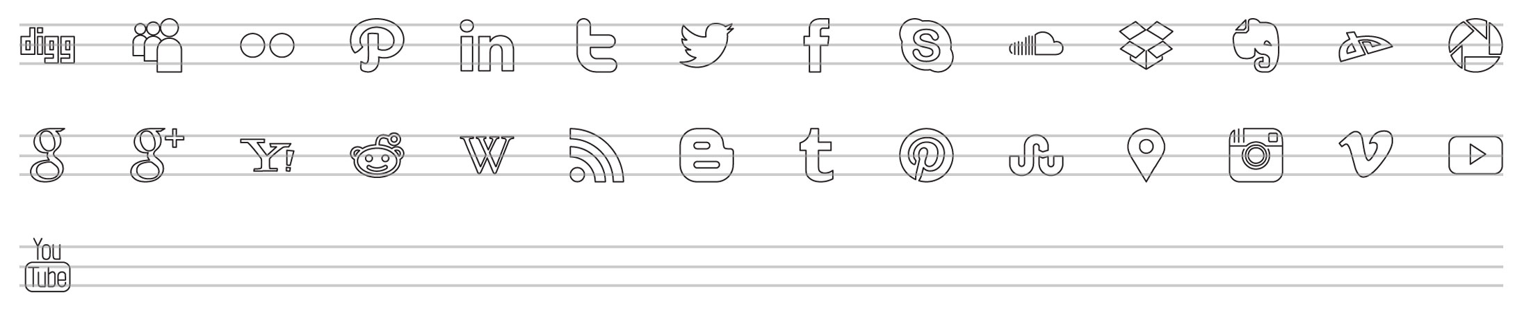 social network line icons