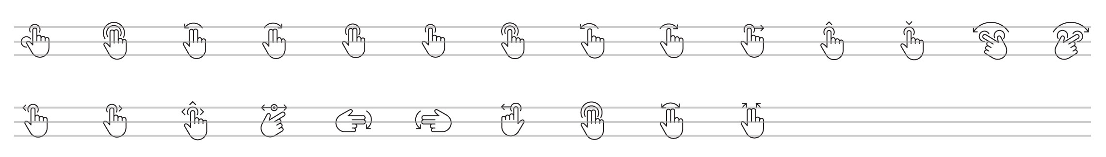 touch gestures line icons