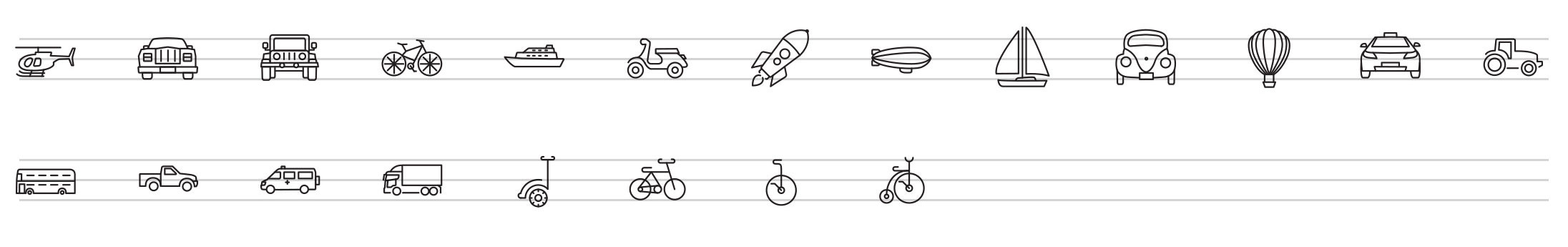 transportation line icons