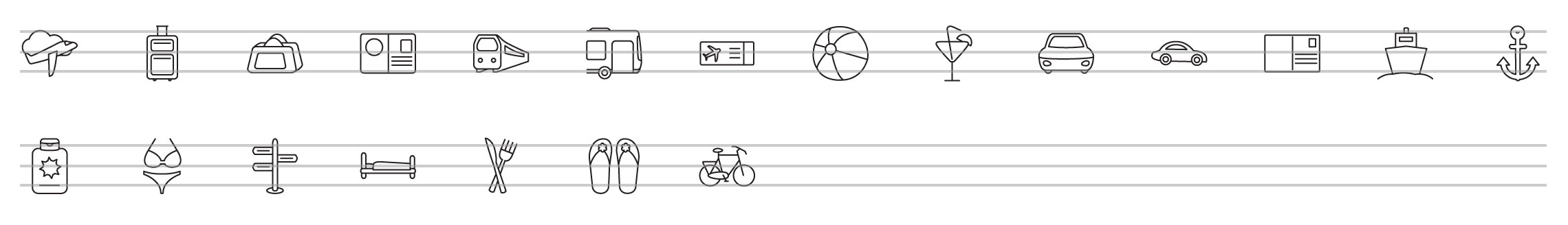 travel transportation line icons