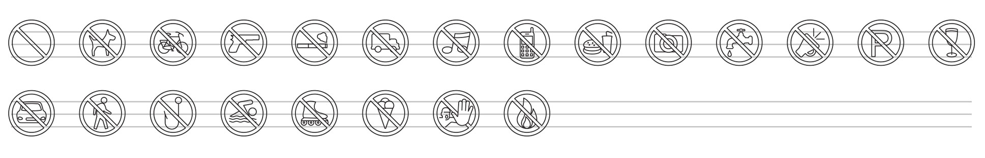 warning signs line icons