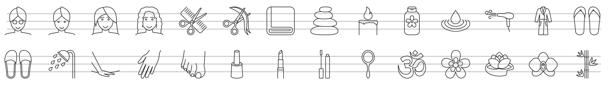 wellness beauty line icons