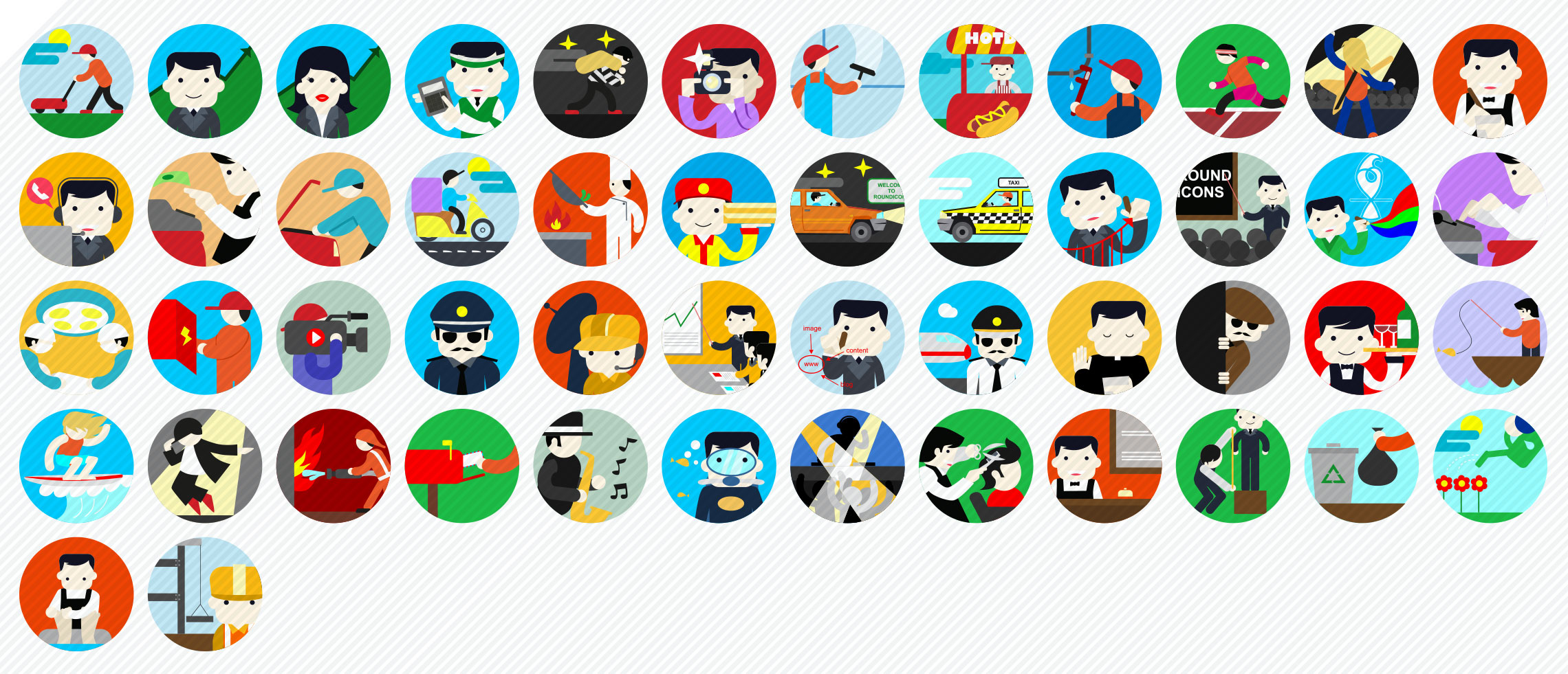 jobs flat icons
