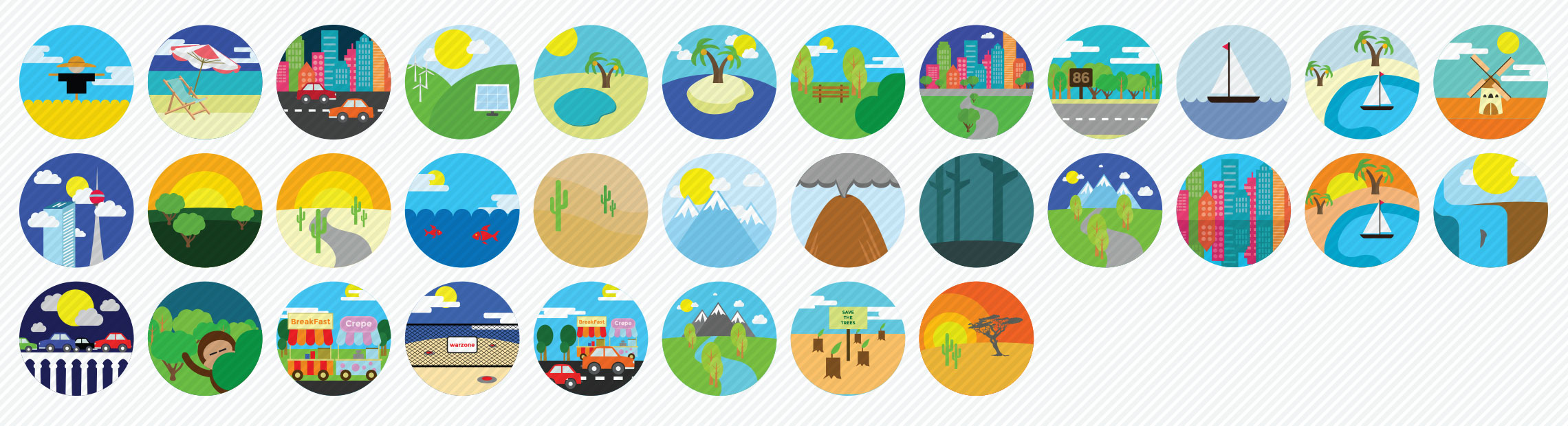 Places and Locations Flat Icons
