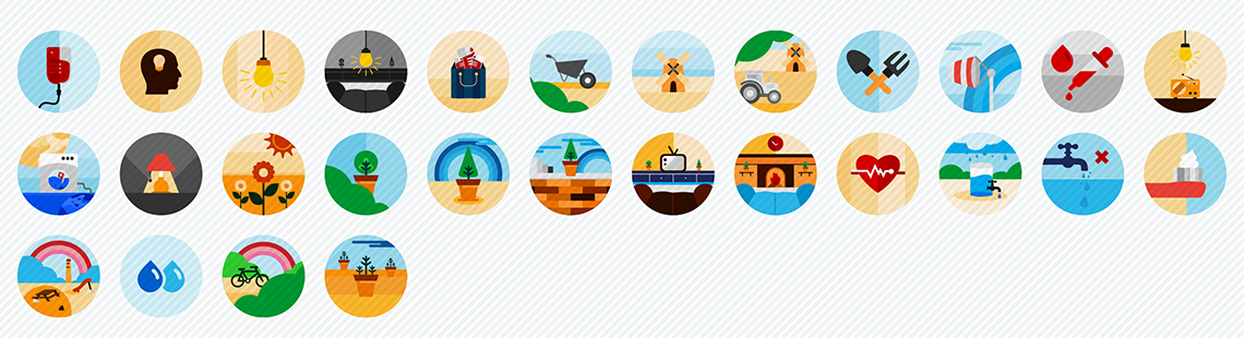 save the planet flat icons set