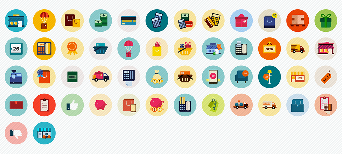 e-commerce flat icons set