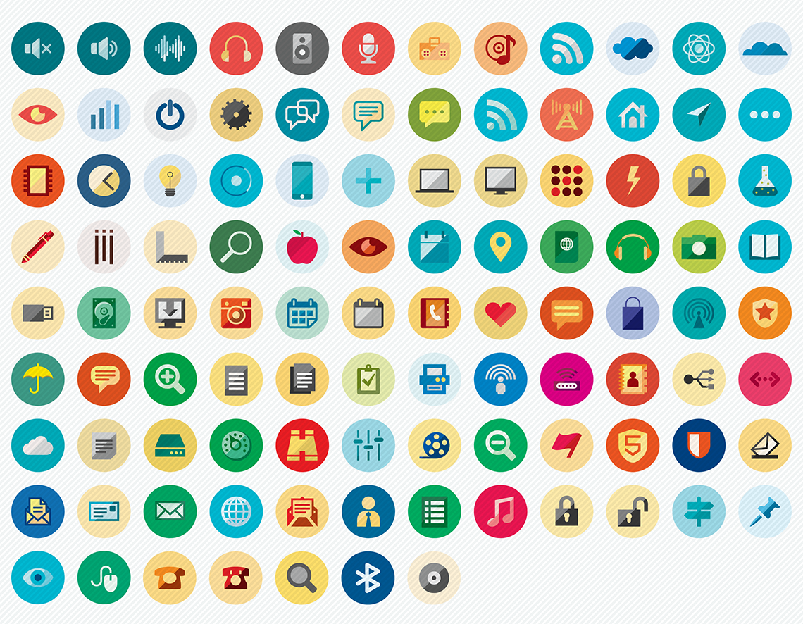 web essential flat icons set