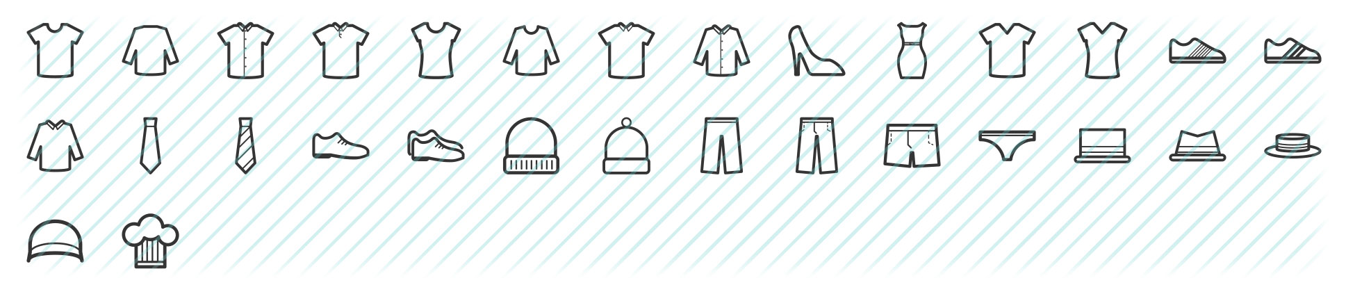 clothing and fashion line icons