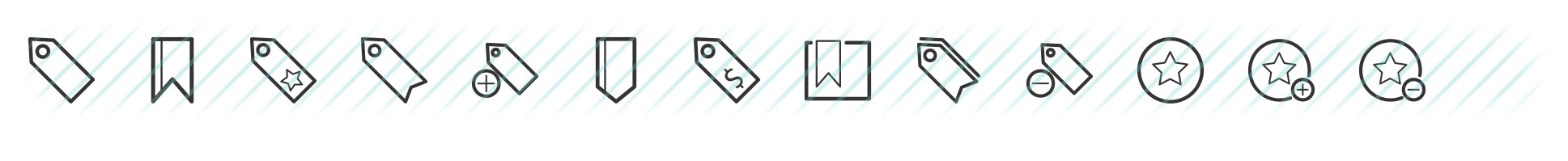bookmark and tags bold line icons