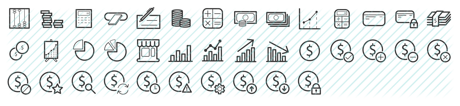 business and finance bold line icons