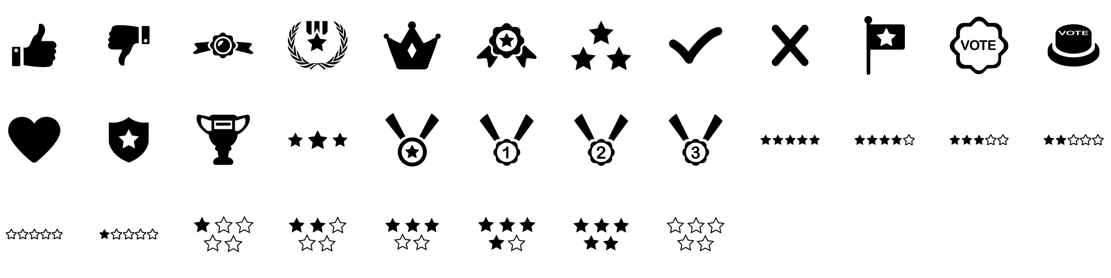 badges-and-votes-glyph-icons-preview