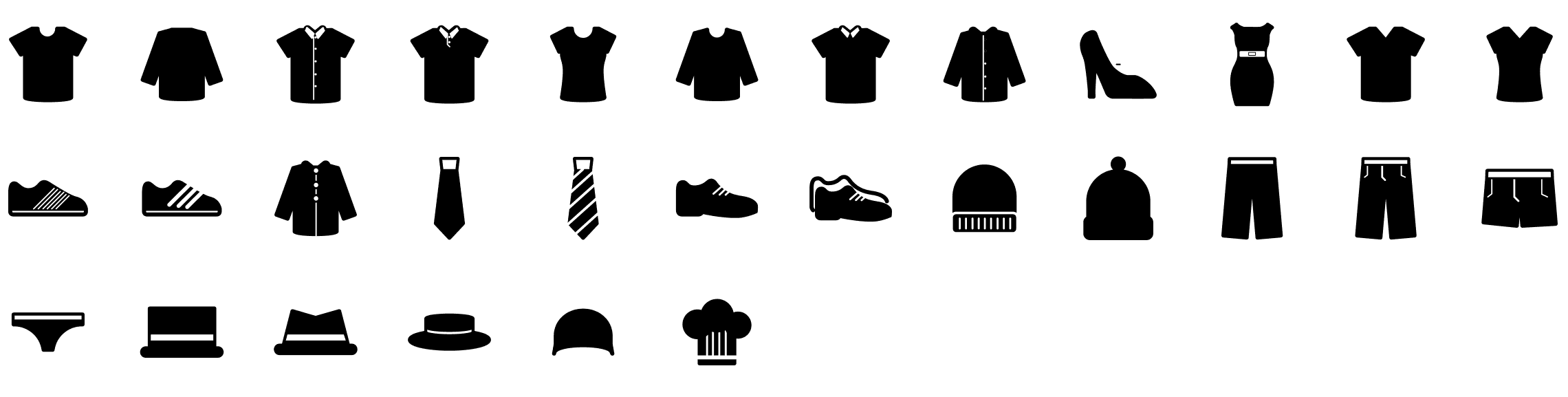clothes-glyph-icons-preview