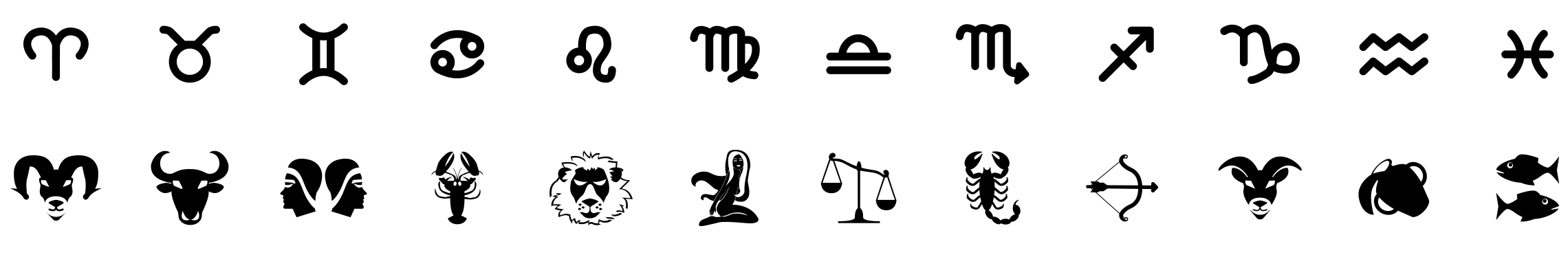 zodiac-and-horoscopes-glyph-icons-preview