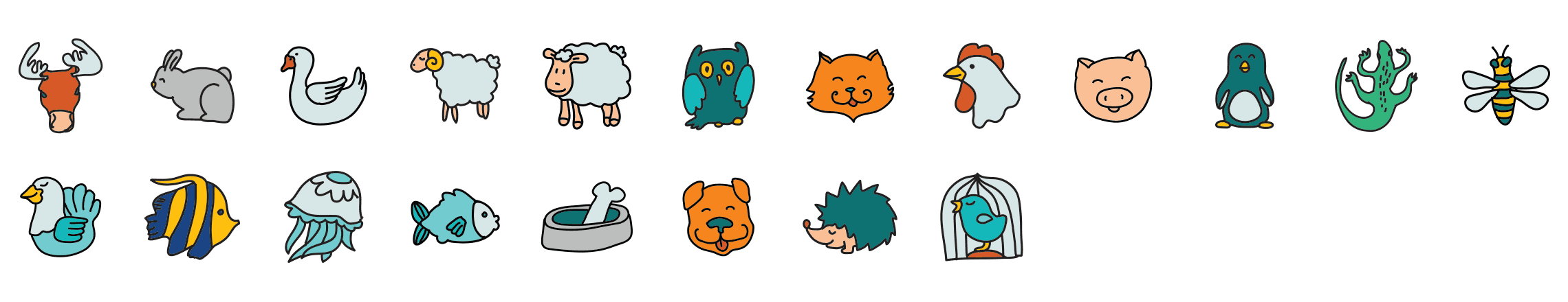 Animals-doodle-icons